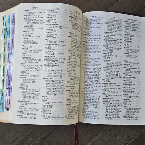 The NIV Study Bible Zondervan Red Letter Edition Bonded Leather with Tabs - Picture 10 of 10